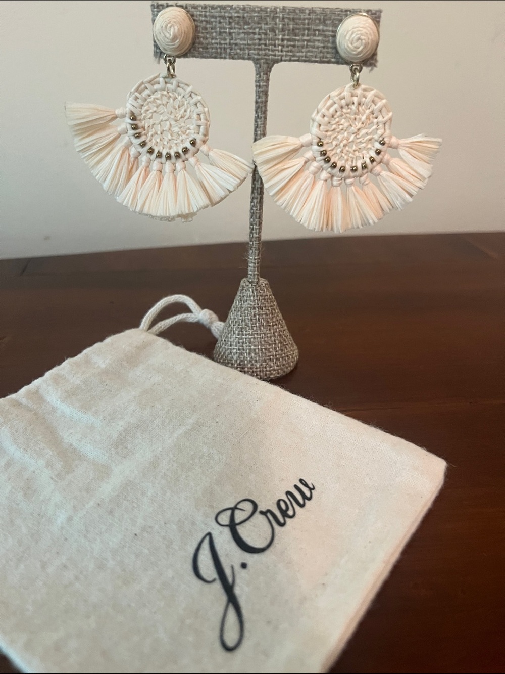 J Crew Raffia Fan Statement Earrings - Natural - Picture 3 of 9